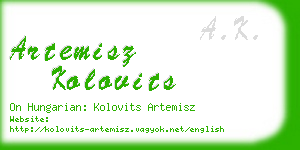 artemisz kolovits business card